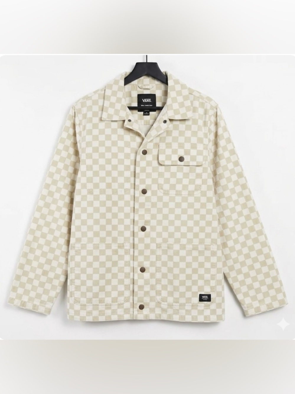 Vans Antique White Checkers Cotton Canvas Drill Chore Coat Size Medium
